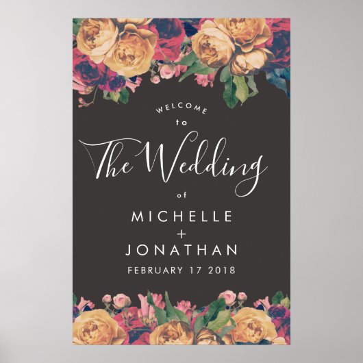 Donkere Roos Botanische Fete Weddenschap Poster (Voorkant)