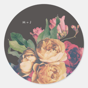 Donkere Roos Botanische Fete Weddenschap Ronde Sticker
