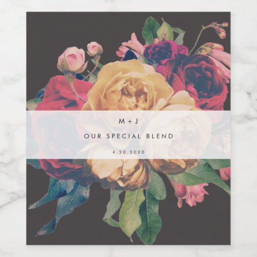 Donkere Roos Botanische Fete Weddenschap Wijn Etiket (Enkel label)