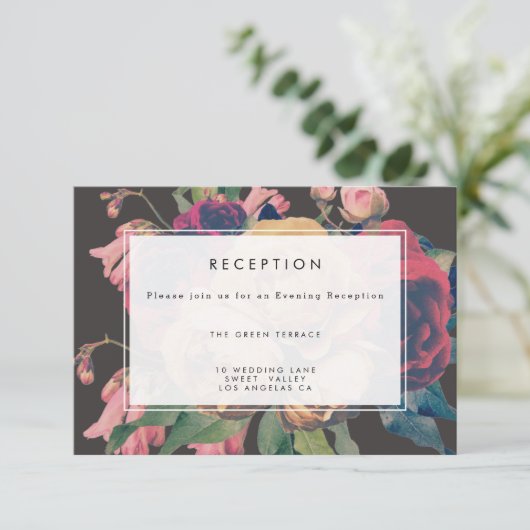 Donkere Roos Botanische Fete Weddenschapskaart Kaart (Staand voorkant)