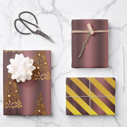 Donkere Roos Gold Dusky Roze Kerstmis Inpakpapier Vel (Voorkant)