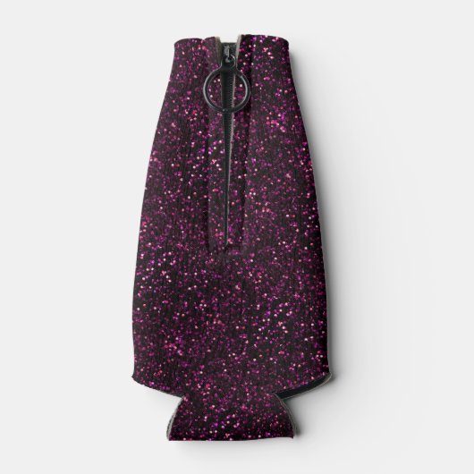 Donkere Roos Roze Posh Glitter Flesjeskoeler (Achterkant)