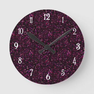Donkere Roos Roze Posh Glitter Ronde Klok