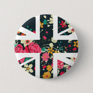 Donkere Roos Union Jack British (UK) vlag Ronde Button 5,7 Cm