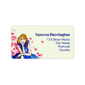 Donkere Royal Blue Cocktail Gown Mode Illustratie Etiket (Voorkant)