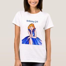 Donkere Royal Blue Cocktail Gown Mode Illustratie T-shirt