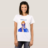 Donkere Royal Blue Cocktail Gown Mode Illustratie T-shirt (Voorkant volledig)
