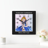 Donkere Royal Blue Cocktail Gown Mode Illustratie Vierkante Klok (Huis)