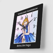 Donkere Royal Blue Cocktail Gown Mode Illustratie Vierkante Klok (Hoek)