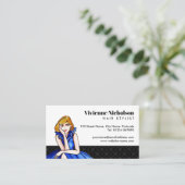 Donkere Royal Blue Cocktail Gown Mode Illustratie Visitekaartje (Staand voorkant)