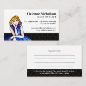 Donkere Royal Blue Cocktail Gown Mode Illustratie Visitekaartje (Voorkant / Achterkant)