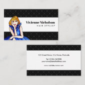 Donkere Royal Blue Cocktail Gown Mode Illustratie Visitekaartje (Voorkant / Achterkant)