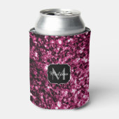 Donkere roze bruine glitter monogram blikjeskoeler (Blikje Voorkant)