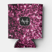 Donkere roze bruine glitter monogram blikjeskoeler (Voorkant)