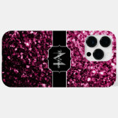 Donkere roze bruine glitter monogram Case-Mate iPhone case (Achterkant (horizontaal))