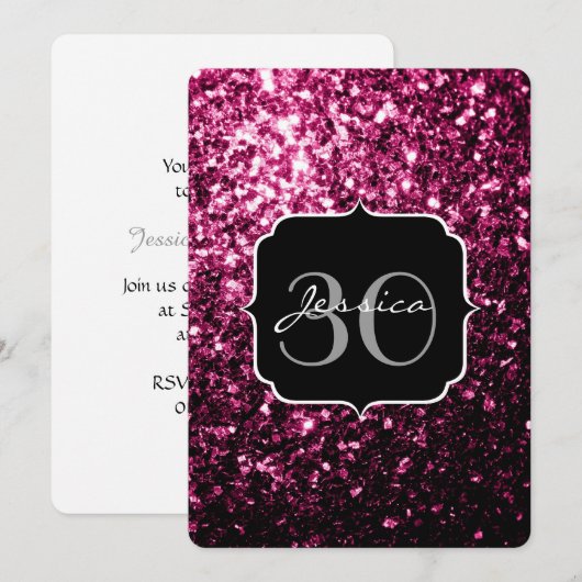 Donkere roze bruine glitter monogram kaart (Voorkant / Achterkant)