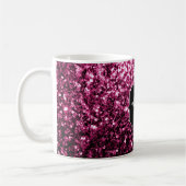 Donkere roze bruine glitter monogram koffiemok (Links)