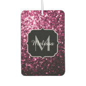 Donkere roze bruine glitter monogram luchtverfrisser (Voorkant)