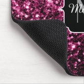 Donkere roze bruine glitter monogram muismat (Hoek)