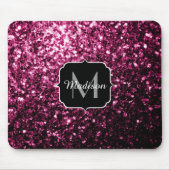 Donkere roze bruine glitter monogram muismat (Voorkant)