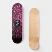 Donkere roze bruine glitter monogram persoonlijk skateboard (Voorkant)