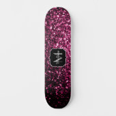 Donkere roze bruine glitter monogram persoonlijk skateboard (Voorkant)