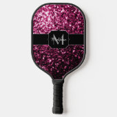 Donkere roze bruine glitter monogram pickleball paddle (Achterkant)