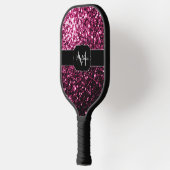 Donkere roze bruine glitter monogram pickleball paddle (Links)