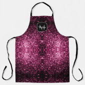 Donkere roze bruine glitter monogram schort (Voorkant)