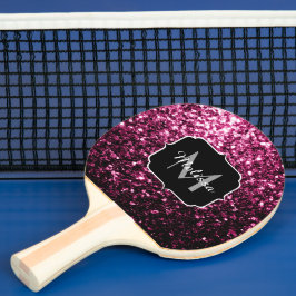 Donkere roze bruine glitter monogram tafeltennisbatje