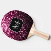 Donkere roze bruine glitter monogram tafeltennisbatje (Zijkant)