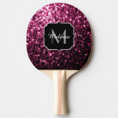 Donkere roze bruine glitter monogram tafeltennisbatje (Voorkant)