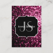 Donkere roze bruine glitter monogram visitekaartje (Achterkant)