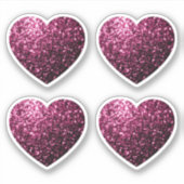 Donkere roze faux glanzend glitter sparkles Hart Sticker (Voorkant)