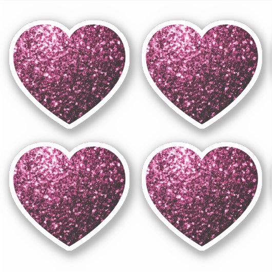 Donkere roze faux glanzend glitter sparkles Hart Sticker (Voorkant)