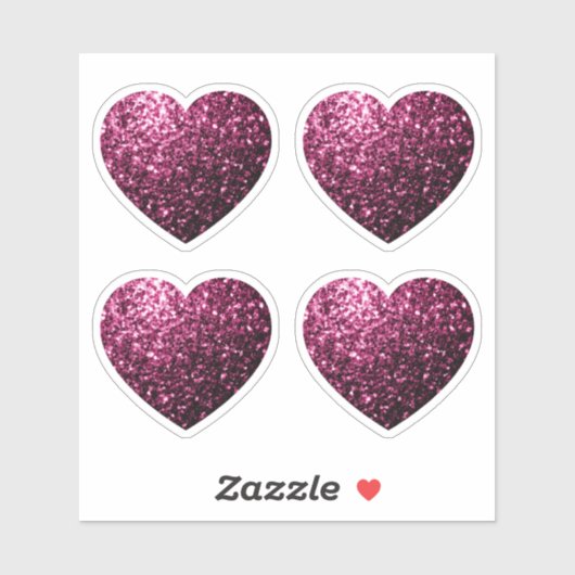 Donkere roze faux glanzend glitter sparkles Hart Sticker (Vel)