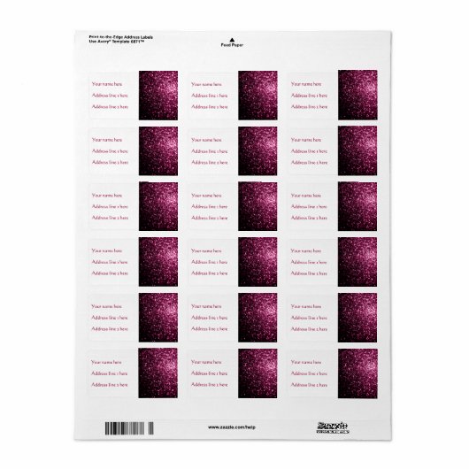 Donkere roze faux glanzend glitter sparkles person etiket (Full Sheet)