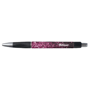 Donkere roze faux glanzend glitter sparkles person pen