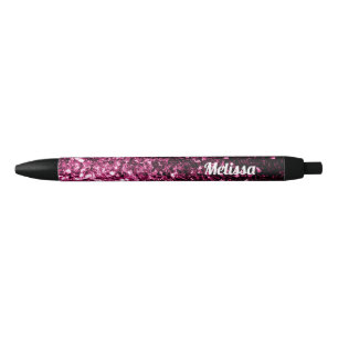 Donkere roze faux glanzend glitter sparkles person zwarte inkt pen