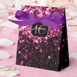 Donkere roze faux glanzend glitter sparkles Sweet Bedankdoosjes