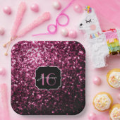 Donkere roze faux glanzend glitter sparkles Sweet  Papieren Bordje (Feest)