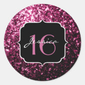 Donkere roze faux glanzend glitter sparkles Sweet  Ronde Sticker (Voorkant)