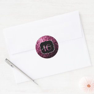 Donkere roze faux glanzend glitter sparkles Sweet Ronde Sticker