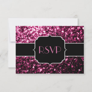 Donkere roze faux glanzend glitter sparkles Sweet  RSVP Kaartje