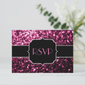 Donkere roze faux glanzend glitter sparkles Sweet  RSVP Kaartje (Staand voorkant)