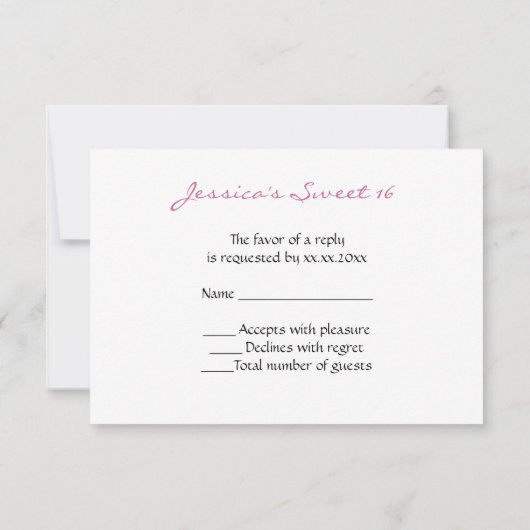 Donkere roze faux glanzend glitter sparkles Sweet  RSVP Kaartje (Achterkant)