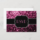 Donkere roze faux glanzend glitter sparkles Sweet  RSVP Kaartje (Voorkant / Achterkant)