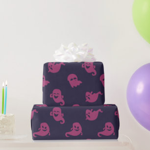 Donkere Roze Geesten Donkerpaarse Halloween Cadeaupapier