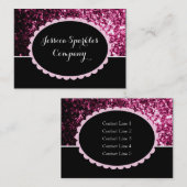 Donkere roze nep glanzende glitter glans zwarte el visitekaartje (Voorkant / Achterkant)