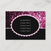 Donkere roze nep glanzende glitter glans zwarte el visitekaartje (Achterkant)